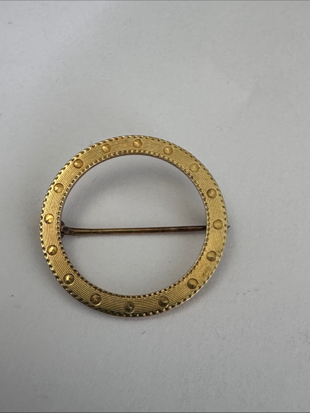 ANTIQUE 14K SOLID GOLD ROUND BROOCH PIN 1.5g MARKED 1922 M.A.W.